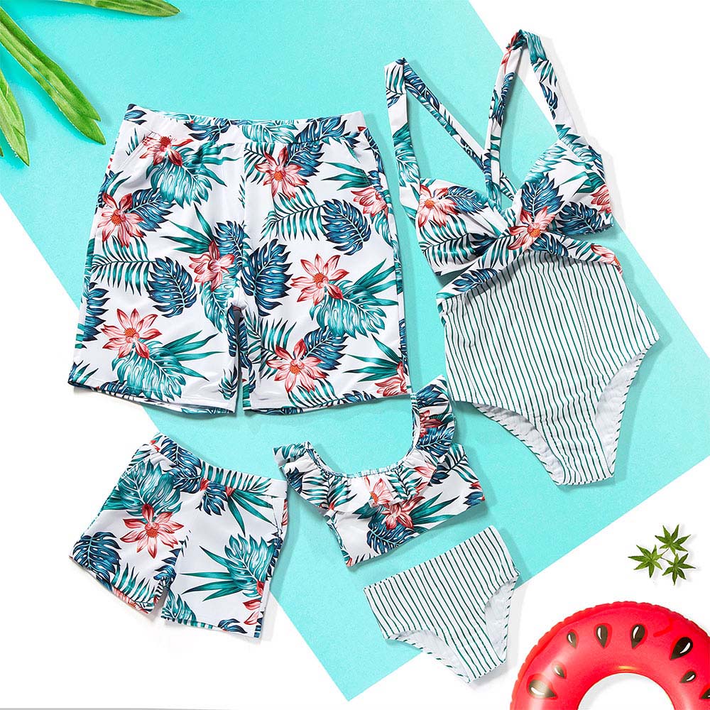 Family Matching Plant Flower Graphic Swimsuit Wholesale 08591979
