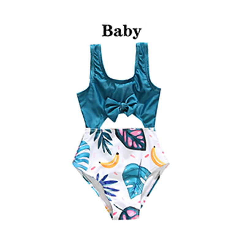 Family Matching Tropical Print Swimsuits Wholesale 72874620