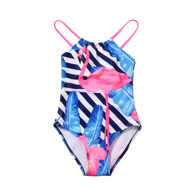 Girl Flamingo Stripe Cami One Piece Swimwear Wholesale 11812444