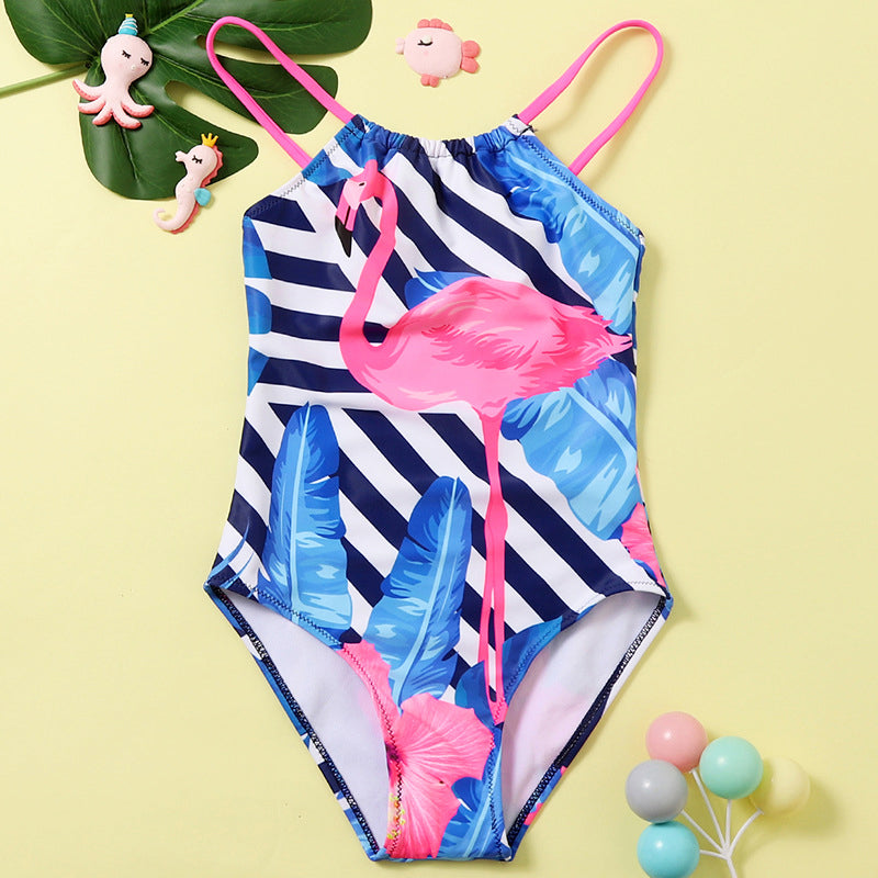 Girl Flamingo Stripe Cami One Piece Swimwear Wholesale 11812444