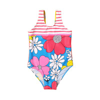 Load image into Gallery viewer, Girl Stripe Flower Pattern One-Piece Tank Swimsuit Wholesale 46502414
