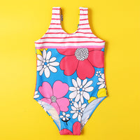 Load image into Gallery viewer, Girl Stripe Flower Pattern One-Piece Tank Swimsuit Wholesale 46502414
