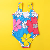 Load image into Gallery viewer, Girl Stripe Flower Pattern One-Piece Tank Swimsuit Wholesale 46502414
