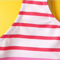 Load image into Gallery viewer, Girl Stripe Flower Pattern One-Piece Tank Swimsuit Wholesale 46502414
