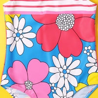 Load image into Gallery viewer, Girl Stripe Flower Pattern One-Piece Tank Swimsuit Wholesale 46502414
