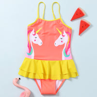 Load image into Gallery viewer, Girl Unicorn Peplum One Piece Swimwear Wholesale 25652434
