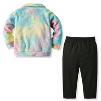 Load image into Gallery viewer, 2 Pieces Set Baby Kid Girls Tie Dye Coats And Solid Color Trousers Wholesale 64426601
