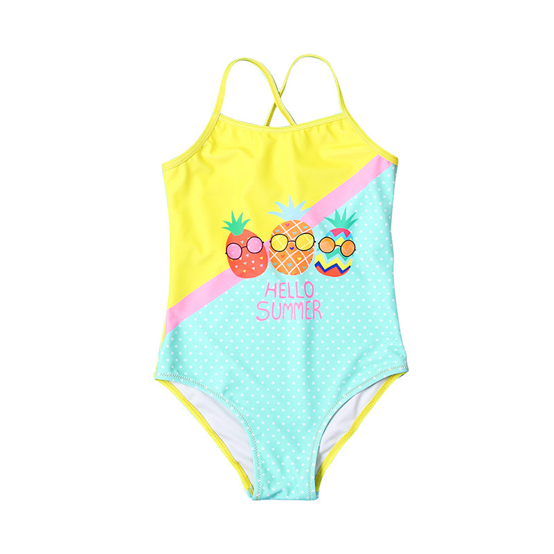 Hello Summer Pineapple Print Girl Swimsuit Wholesale 04382410