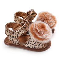 Load image into Gallery viewer, Infant Baby Girl Pom Pom Leopard Prewalker Sandals Wholesale 37422004

