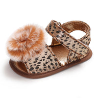 Load image into Gallery viewer, Infant Baby Girl Pom Pom Leopard Prewalker Sandals Wholesale 37422004
