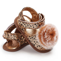 Load image into Gallery viewer, Infant Baby Girl Pom Pom Leopard Prewalker Sandals Wholesale 37422004
