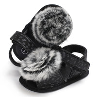 Load image into Gallery viewer, Infant Baby Girl Pom Pom Leopard Prewalker Sandals Wholesale 37422004
