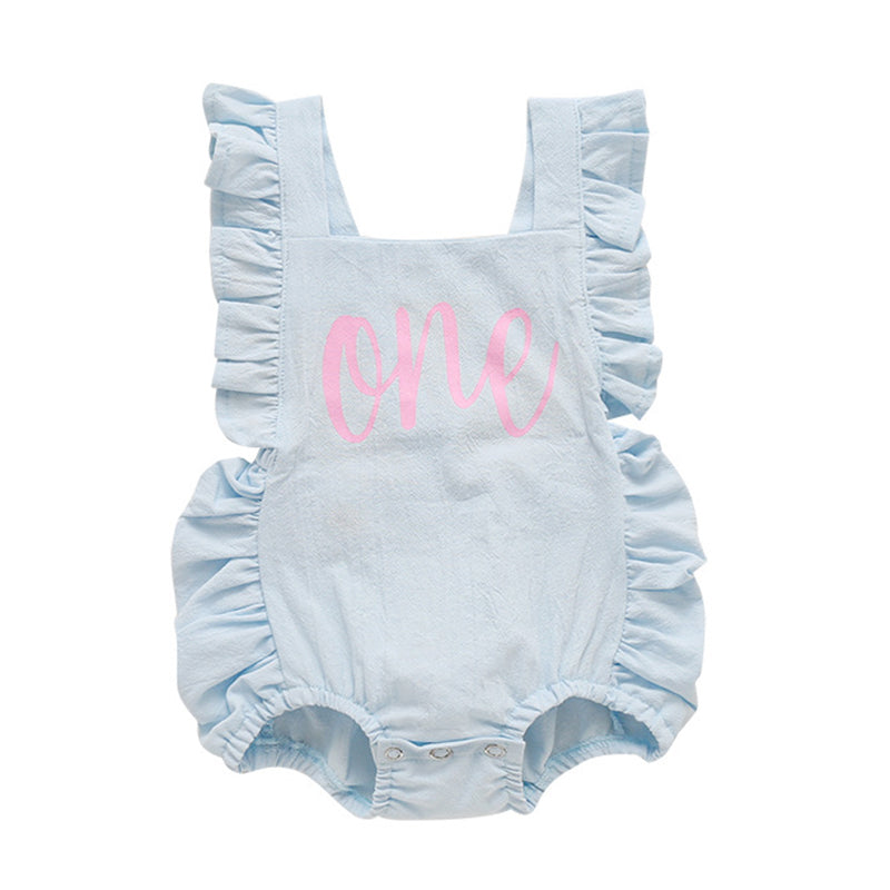 Infant Baby Girl Ruffle Strap Letter Print Bodysuit Wholesale 30484804