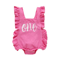 Load image into Gallery viewer, Infant Baby Girl Ruffle Strap Letter Print Bodysuit Wholesale 30484804
