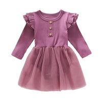 Load image into Gallery viewer, Infant Girl Rib Knit Patchwork Mesh Bodysuit Dress Wholesale 62946896
