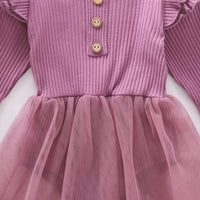 Load image into Gallery viewer, Infant Girl Rib Knit Patchwork Mesh Bodysuit Dress Wholesale 62946896
