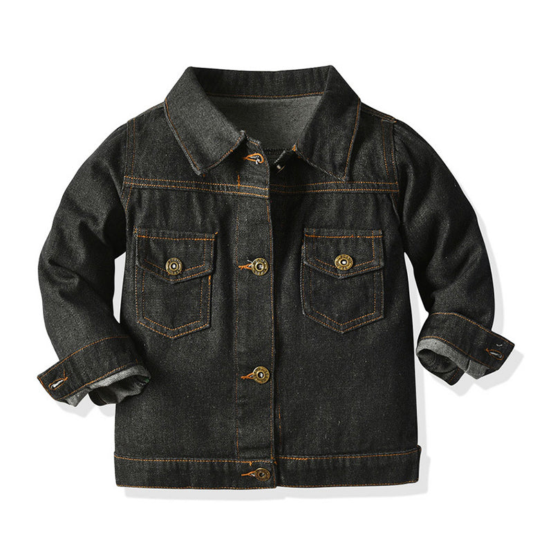 Infant Toddler Boy Turn Down Collar Denim Jacket Wholesale 62595072