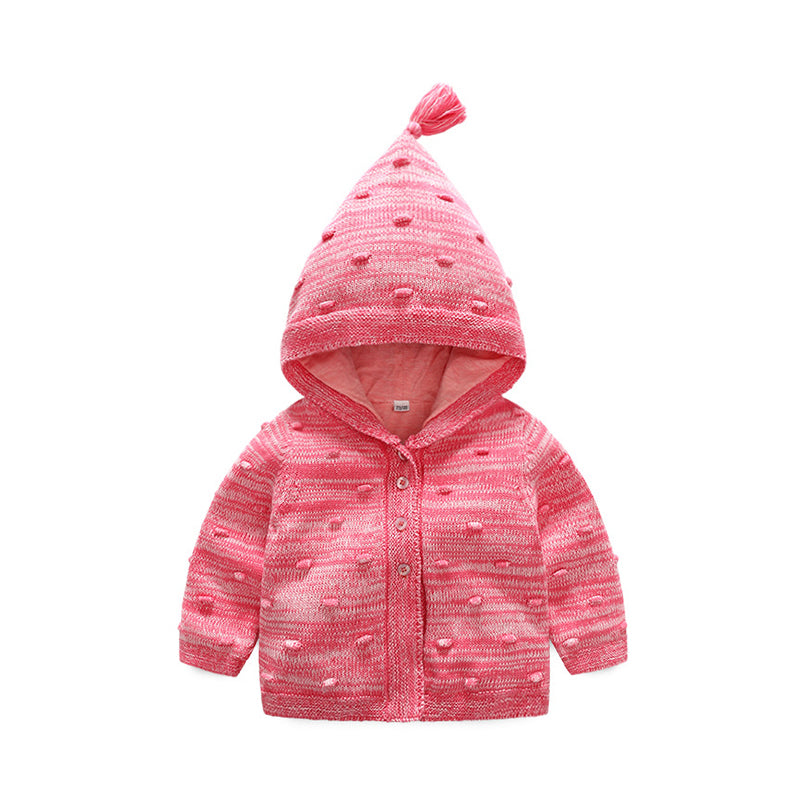 Infant Toddler Girl Pink Hoodie Knit Cardigan Wholesale 16945699