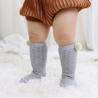 Load image into Gallery viewer, Infant Toddler Girl Pom Pom Decor High Top Socks Wholesale 36585846
