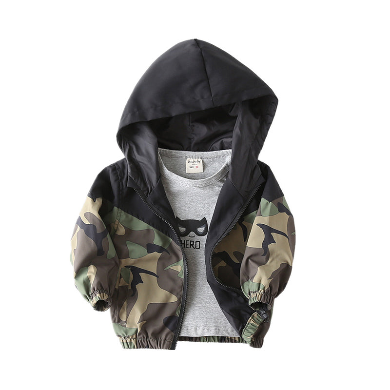 Kid Boy Camouflage Hooded Jacket Wholesale 22775387
