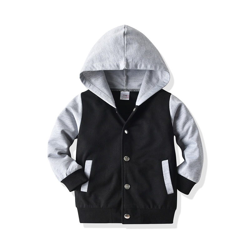 Kid Boy Colorblock Button Up Hooded Jacket Wholesale 44794327