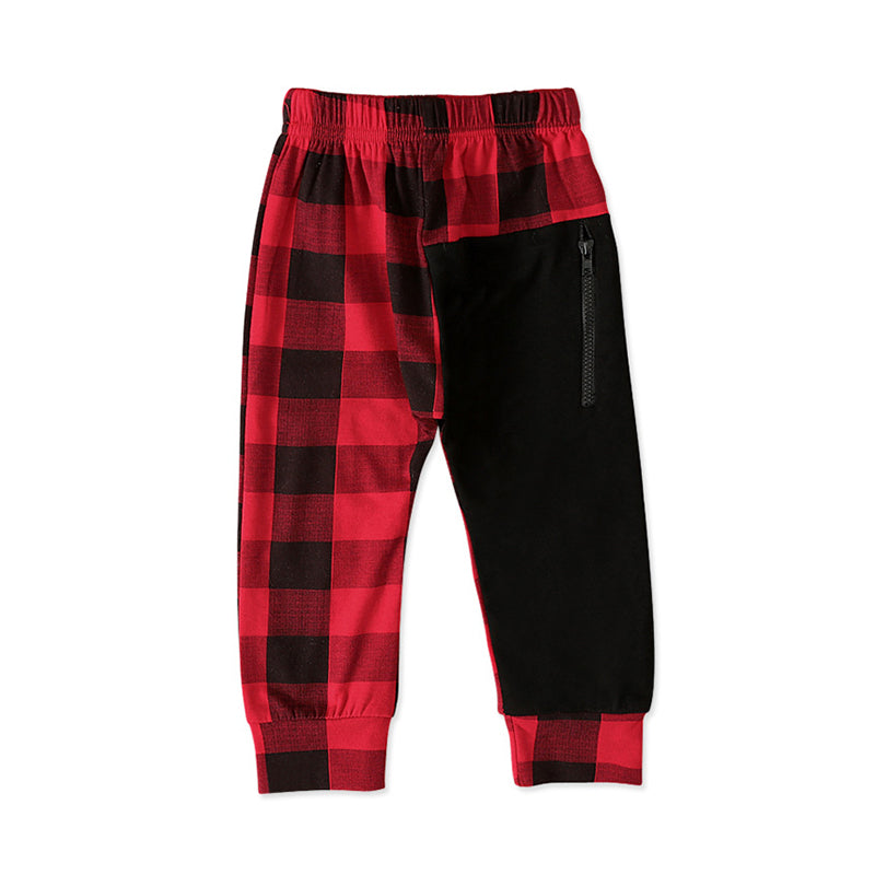 Kid Boy Colorblock Checked Trousers Wholesale 13343340