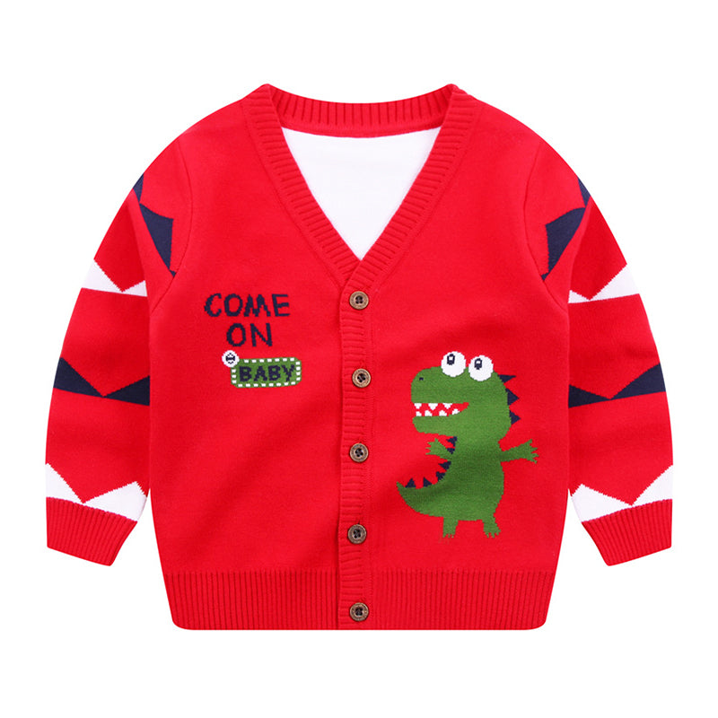 Kid Boy Come On Baby Dinosaur Knit Cardigan Wholesale 86925194