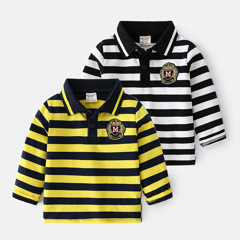 Kid Boy Long Sleeve Stripe Polo Shirts Wholesale 10993177