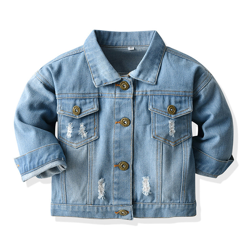 Kid Boy Plaid Patchwork Denim Jacket Wholesale 03244967