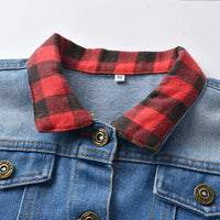Load image into Gallery viewer, Kid Boy Plaid Patchwork Denim Jacket Wholesale 03244967
