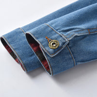 Load image into Gallery viewer, Kid Boy Plaid Patchwork Denim Jacket Wholesale 03244967
