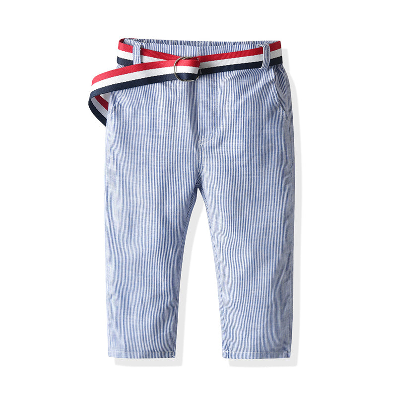 Kid Boy Stripe Belted Trousers Wholesale 46627057