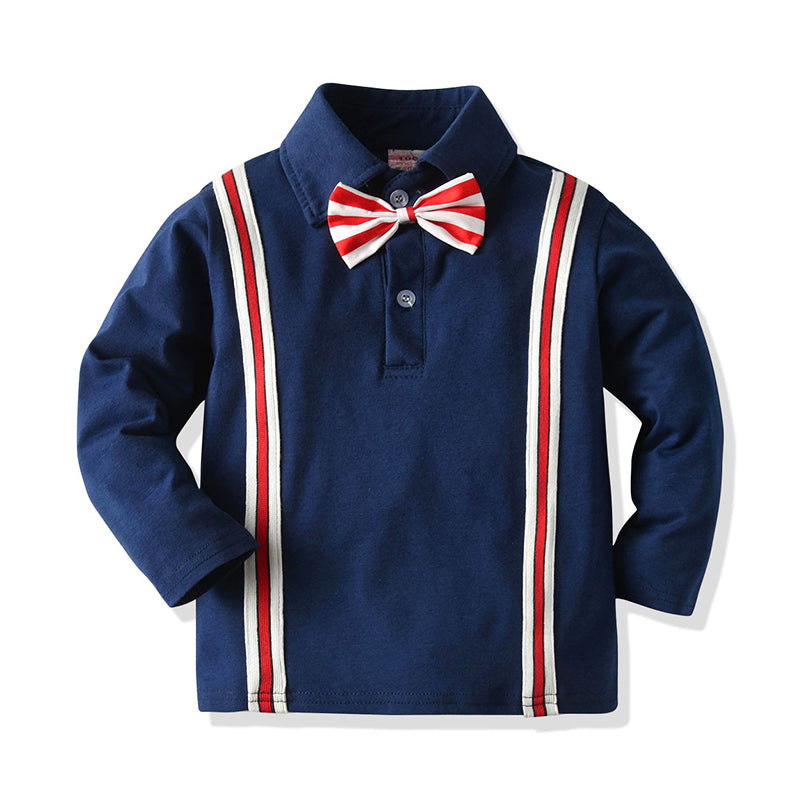 Baby Kid Boys Striped Bow Shirts Wholesale 72467482