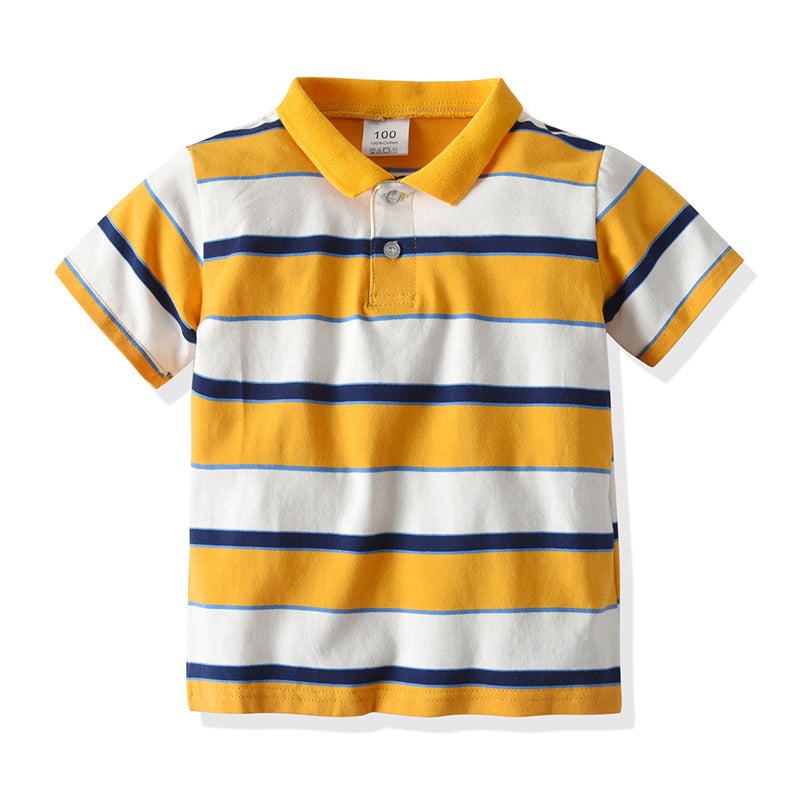 Kid Boy Stripe Yellow Polo Shirt Wholesale 26392324