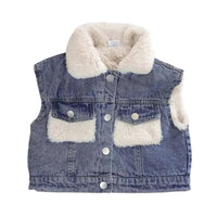 Load image into Gallery viewer, Kid Fleece Denim Vest Wholesale 04926421
