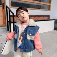 Load image into Gallery viewer, Kid Fleece Denim Vest Wholesale 04926421
