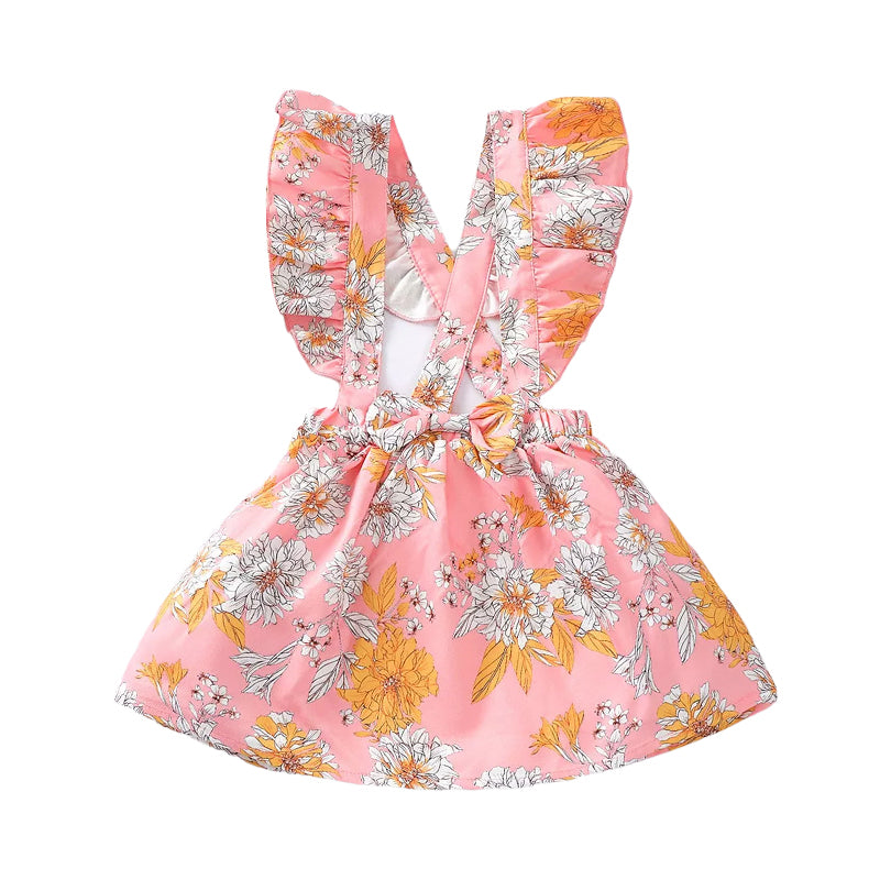 Kid Girl Allover Floral Print Suspender Skirt Wholesale 92372623