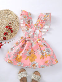 Load image into Gallery viewer, Kid Girl Allover Floral Print Suspender Skirt Wholesale 92372623
