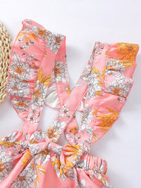 Load image into Gallery viewer, Kid Girl Allover Floral Print Suspender Skirt Wholesale 92372623
