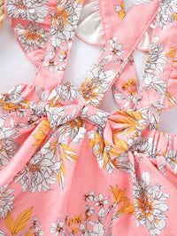 Load image into Gallery viewer, Kid Girl Allover Floral Print Suspender Skirt Wholesale 92372623
