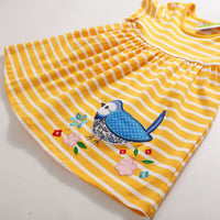 Load image into Gallery viewer, Kid Girl Birds Stripe Dress Wholesale 33094691
