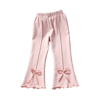 Load image into Gallery viewer, Kid Girls Solid Color Bow Muslin&amp;Ribbed Pants Wholesale 28006335
