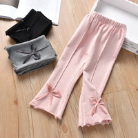 Load image into Gallery viewer, Kid Girls Solid Color Bow Muslin&amp;Ribbed Pants Wholesale 28006335
