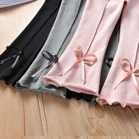 Load image into Gallery viewer, Kid Girls Solid Color Bow Muslin&amp;Ribbed Pants Wholesale 28006335
