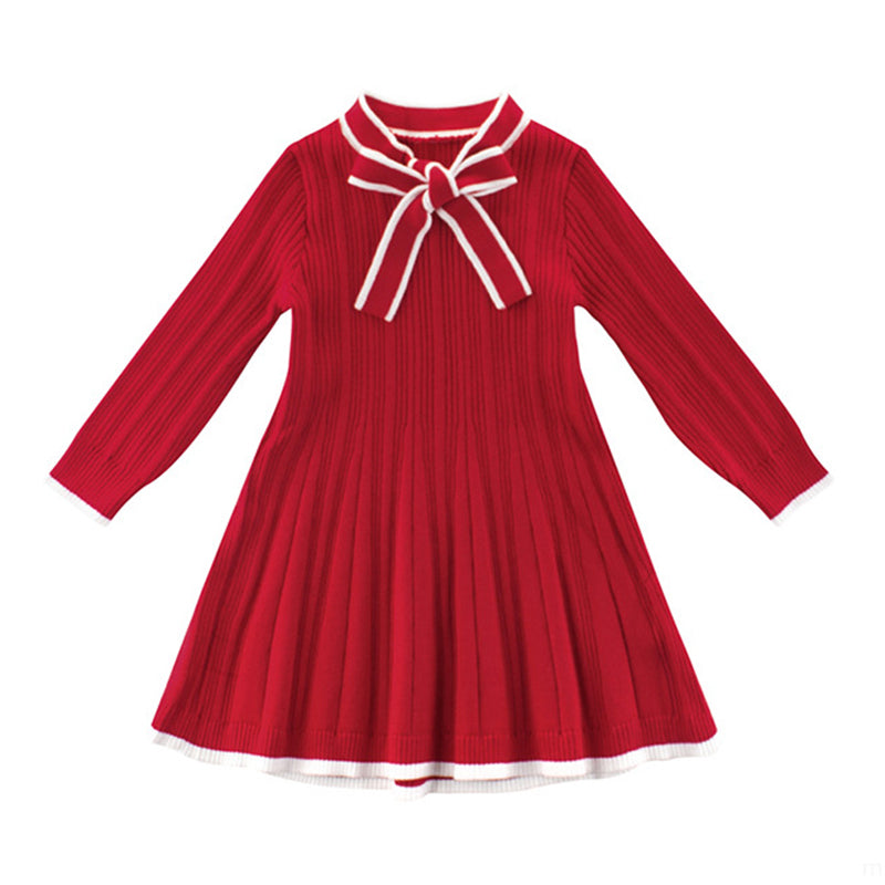 Kid Girl Bowknot Sweater Dress Wholesale 49735398