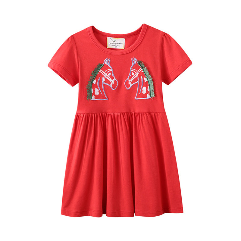 Kid Girl Cartoon Short Sleeve Red Dress Wholesale 73853145