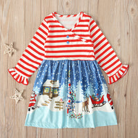Load image into Gallery viewer, Kid Girl Christamas Stripe Dress Wholesale 15453358
