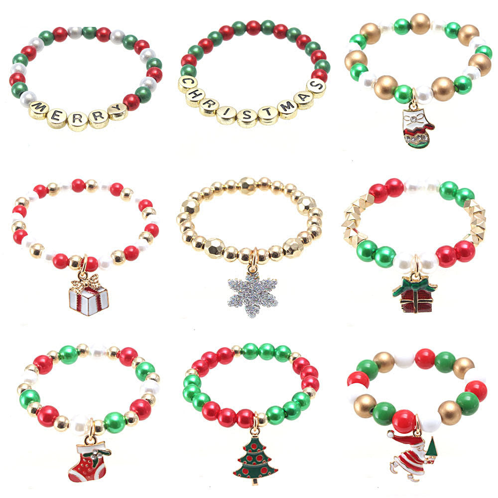 Kid Girl Christmas Beaded Bracelet Wholesale 04653656