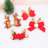 Load image into Gallery viewer, Kid Girl Christmas Sequins Bow Hair Clip Wholesale 45455950
