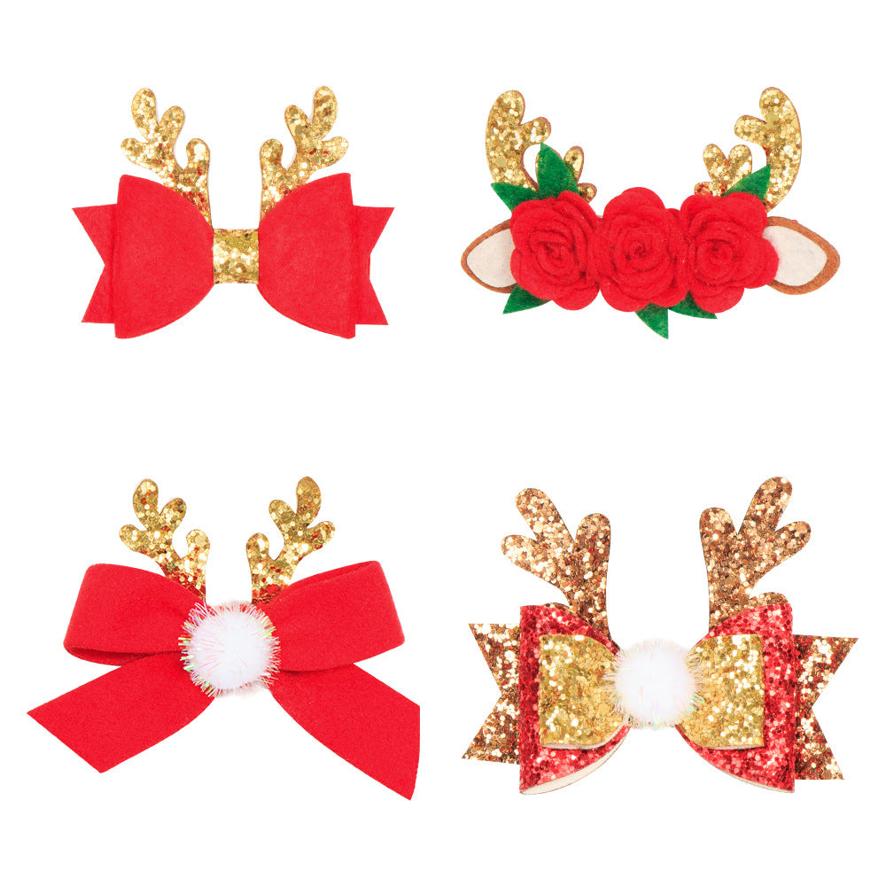 Kid Girl Christmas Sequins Bow Hair Clip Wholesale 45455950